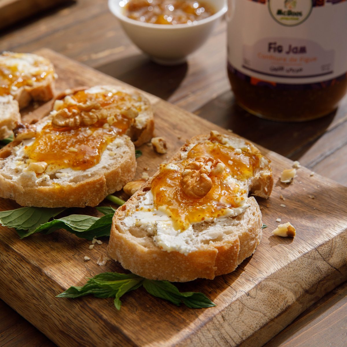 McBoos fig jam مربى التين on a mezze board with labneh