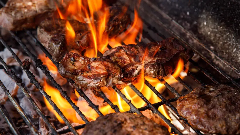 Meat grilling over Evercoal charcoal
