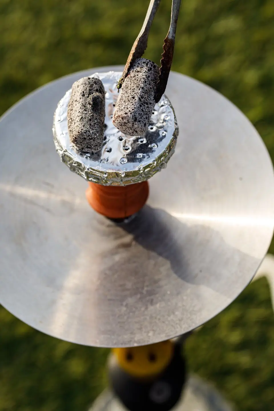 Evercoal charcoal on a hookah bowl