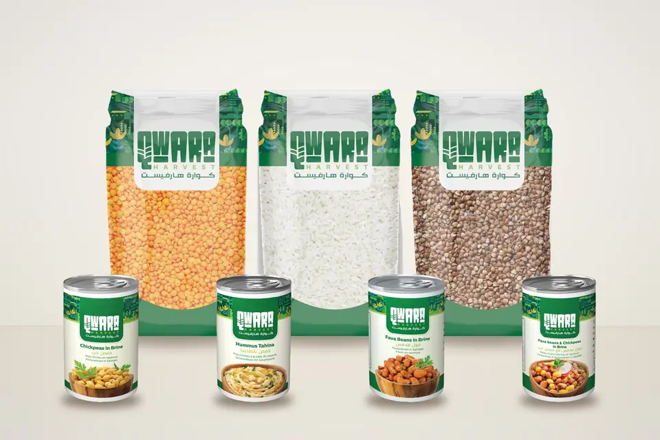 Qwara Harvest rice, lentil and grain bags with canned hummus, chickpeas and foul
