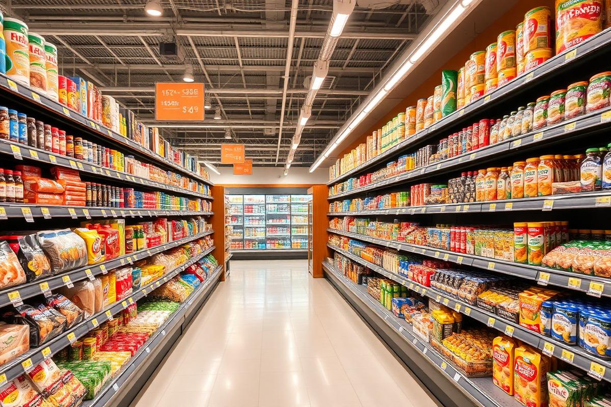 Modern retail store with well-stocked shelves